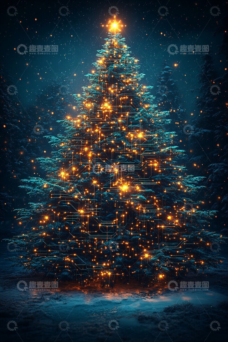 高清大图下载【趣麦麦图】电路板圣诞树6