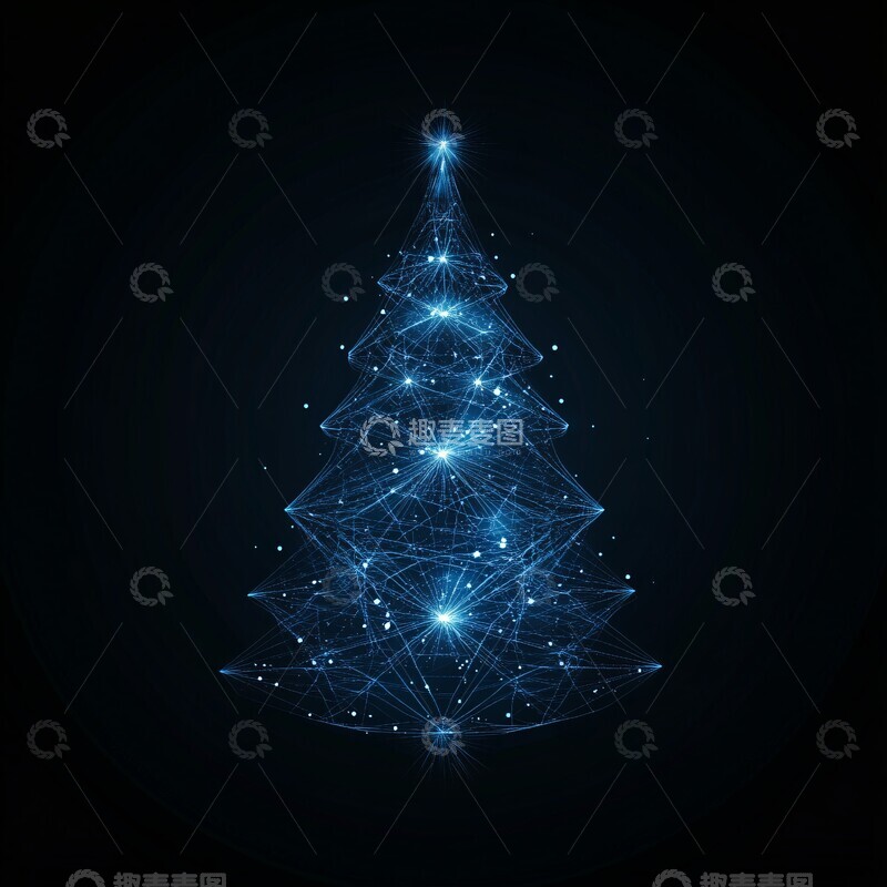 高清大图下载【趣麦麦图】圣诞树线稿结构3