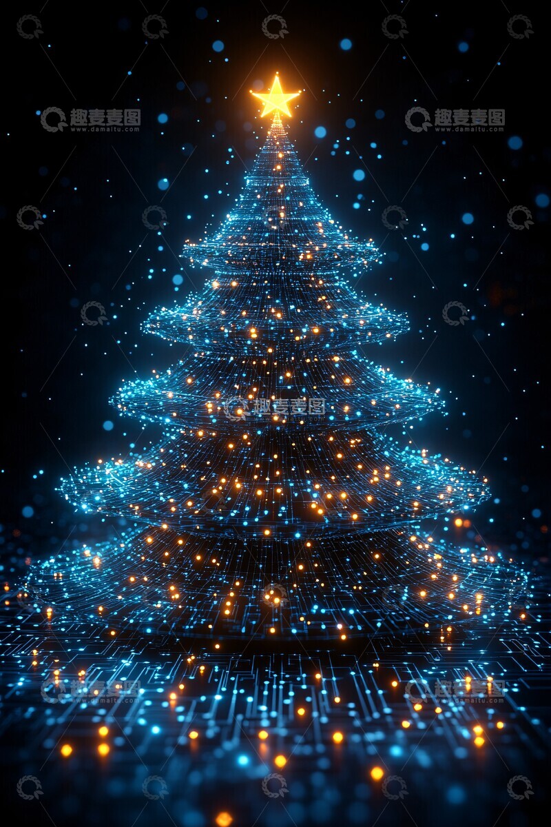 高清大图下载【趣麦麦图】电路板圣诞树8