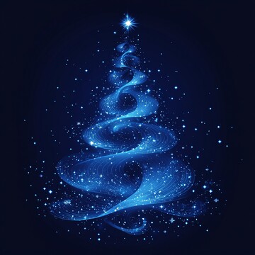 蓝色光蓝圣诞树