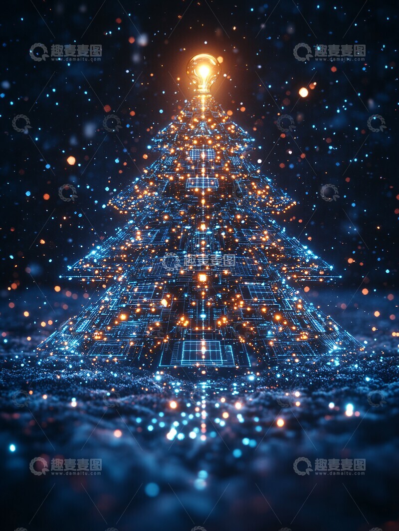 高清大图下载【趣麦麦图】未来科技圣诞树