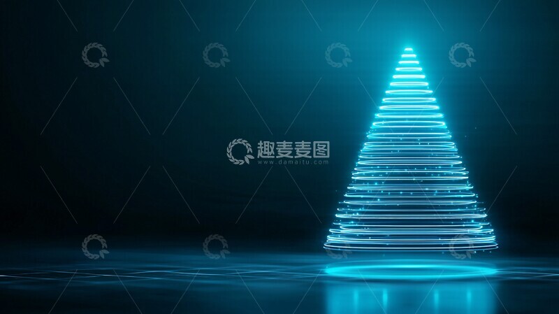高清大图下载【趣麦麦图】未来感全息圣诞树1