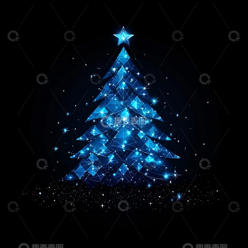 高清大图下载【趣麦麦图】圣诞树线稿结构