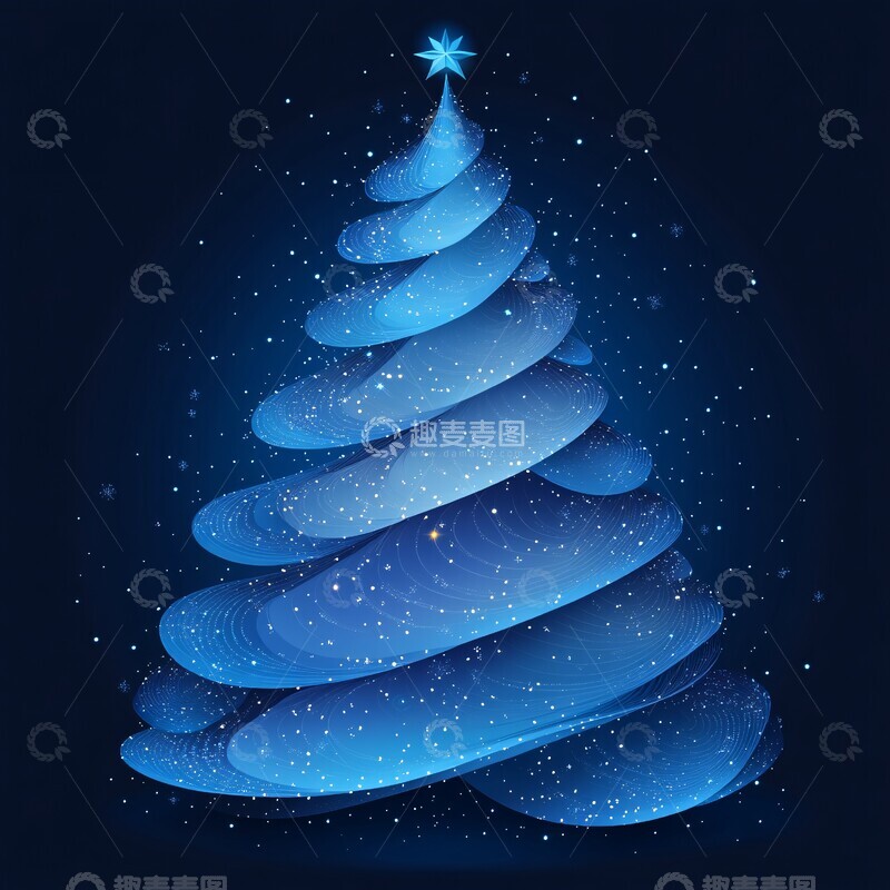 高清大图下载【趣麦麦图】蓝色光蓝圣诞树2