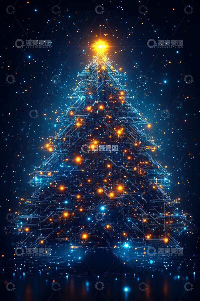 高清大图下载【趣麦麦图】电路板圣诞树7