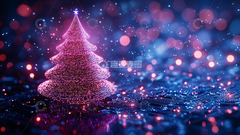 高清大图下载【趣麦麦图】紫色芯片新年树3