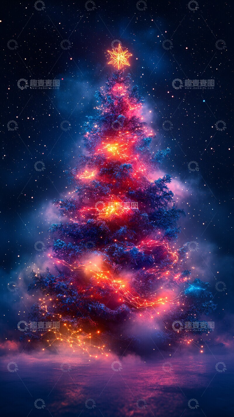 高清大图下载【趣麦麦图】数字网络圣诞树2