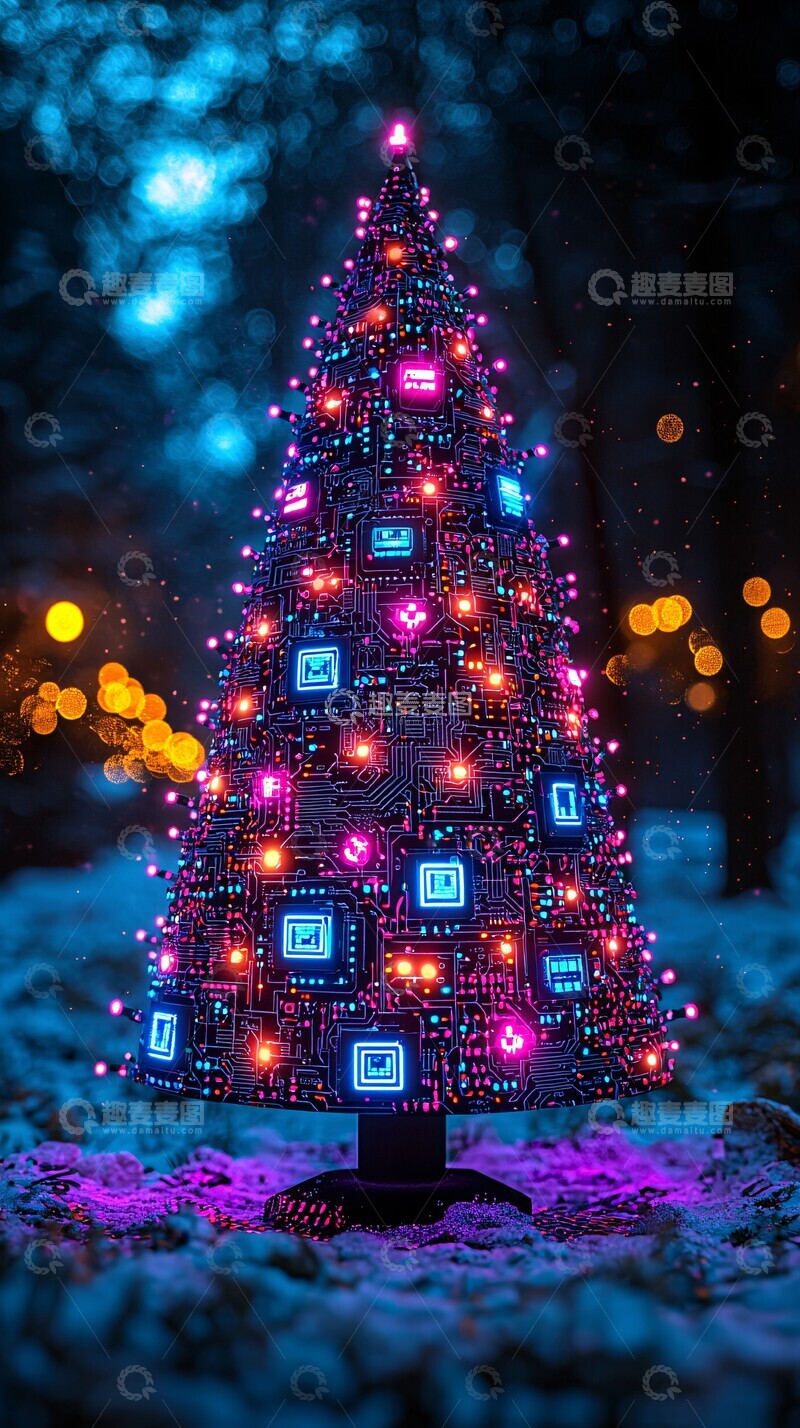 高清大图下载【趣麦麦图】未来科技树未来科技电路1