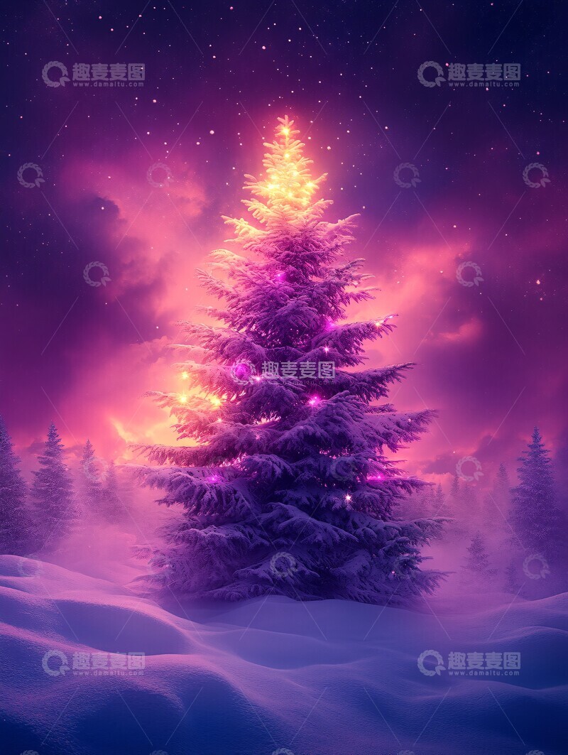 高清大图下载【趣麦麦图】科技圣诞树光影1