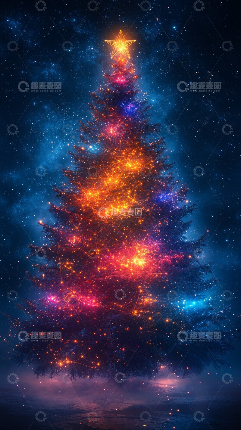 高清大图下载【趣麦麦图】数字网络圣诞树