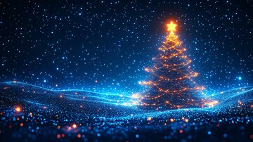 蓝色发光圣诞树3