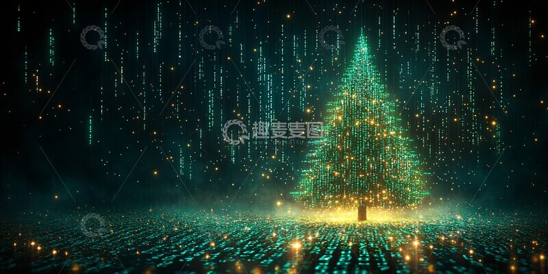 高清大图下载【趣麦麦图】绿色数字新年树