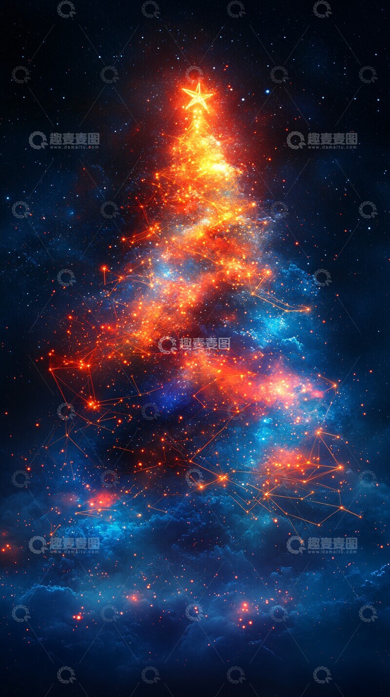 高清大图下载【趣麦麦图】数字网络圣诞树1