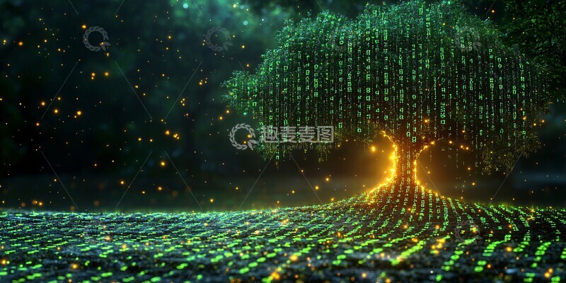 高清大图下载【趣麦麦图】绿色数字新年树1