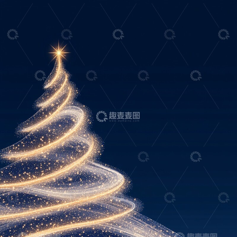 高清大图下载【趣麦麦图】金色圣诞树与雪景3