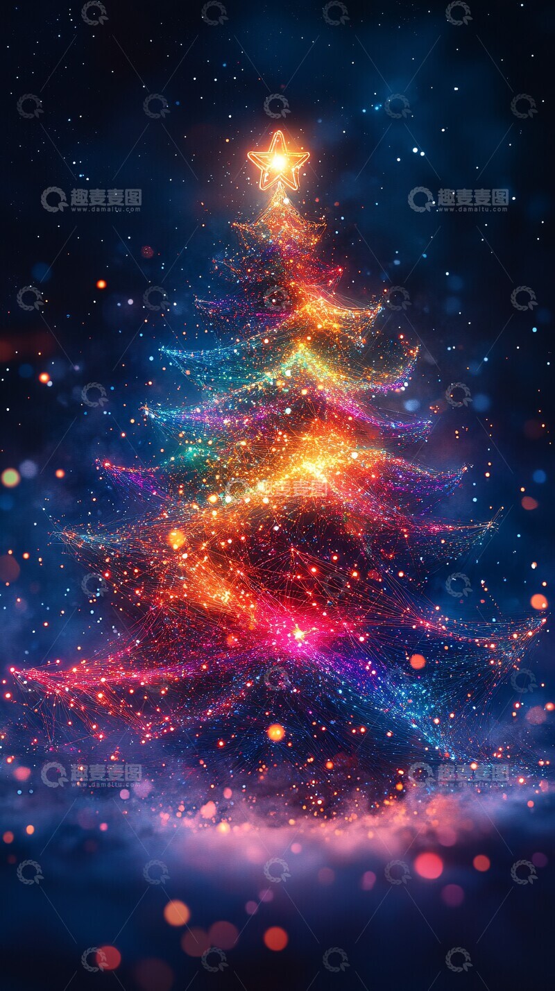 高清大图下载【趣麦麦图】数字网络圣诞树3