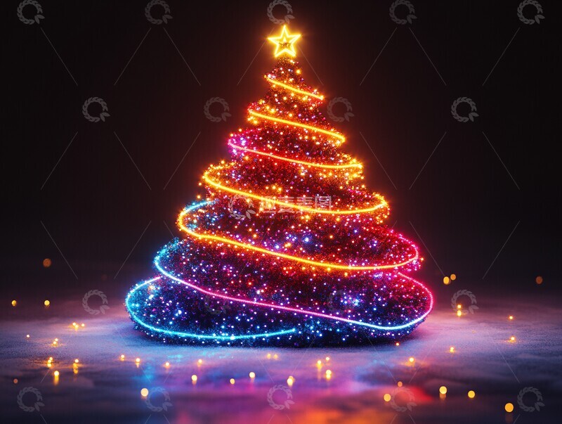 高清大图下载【趣麦麦图】霓虹圣诞树设计