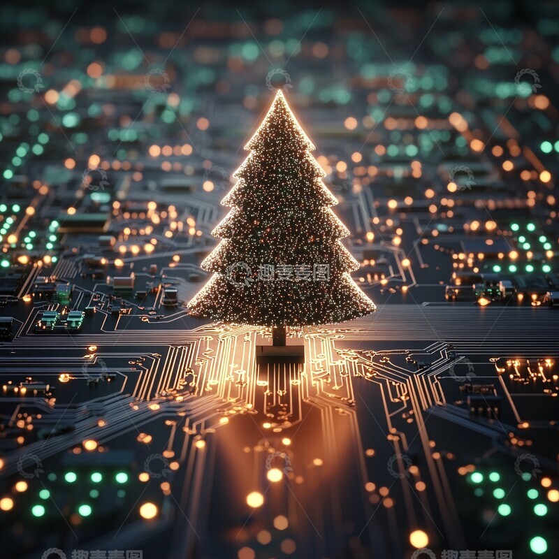 高清大图下载【趣麦麦图】圣诞树芯片特写