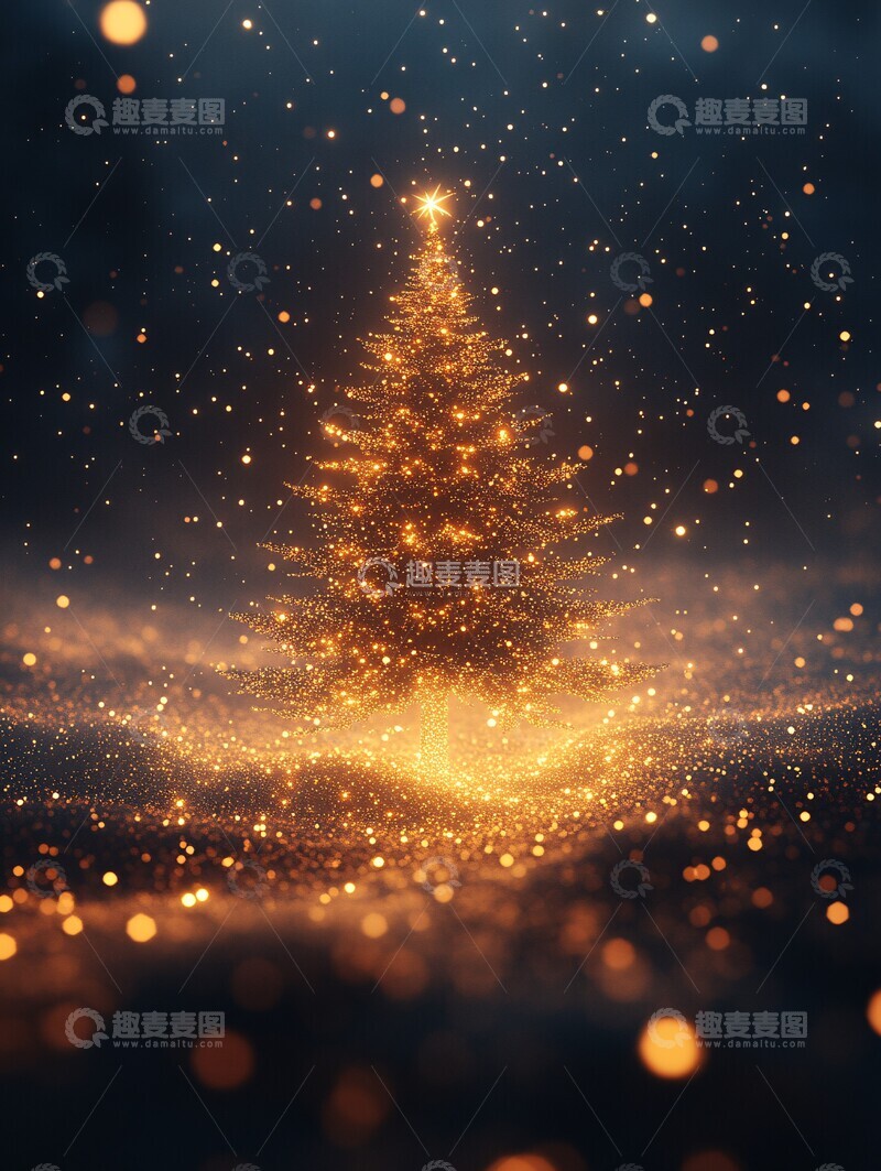 高清大图下载【趣麦麦图】光粒圣诞树圣诞背景光照2