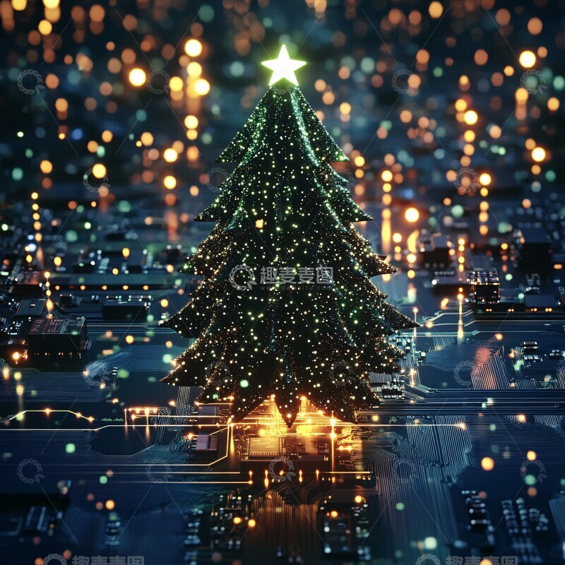 高清大图下载【趣麦麦图】圣诞树芯片特写1
