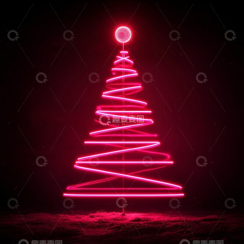 高清大图下载【趣麦麦图】霓虹粉树迪斯科球