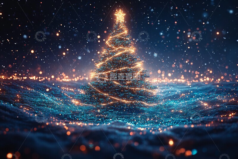 高清大图下载【趣麦麦图】数字电路圣诞树2