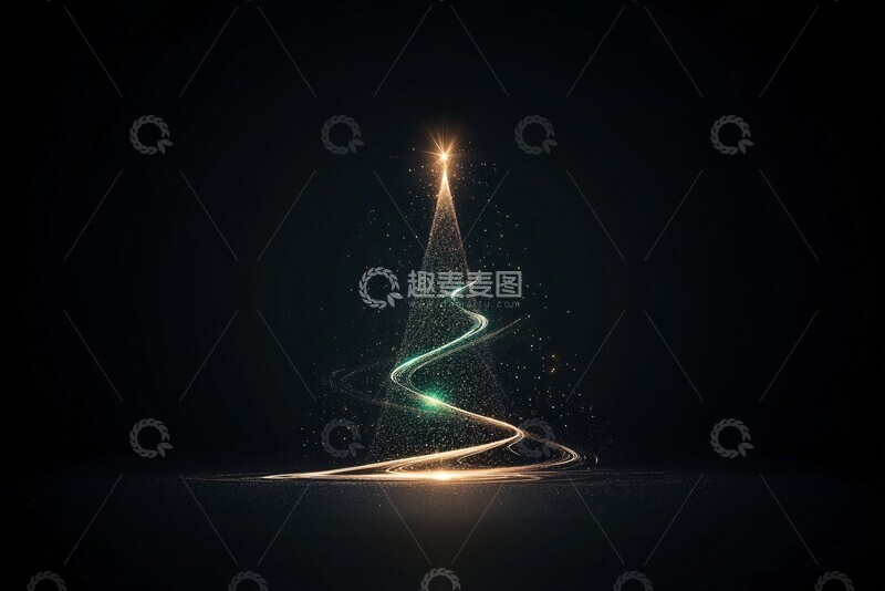 高清大图下载【趣麦麦图】绿色星光圣诞树