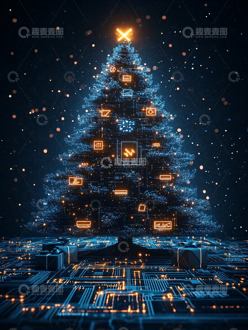 高清大图下载【趣麦麦图】数字圣诞树代码装饰1