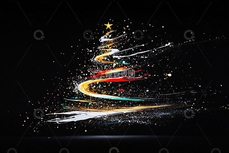 高清大图下载【趣麦麦图】黑白圣诞树黑白圣诞装饰1