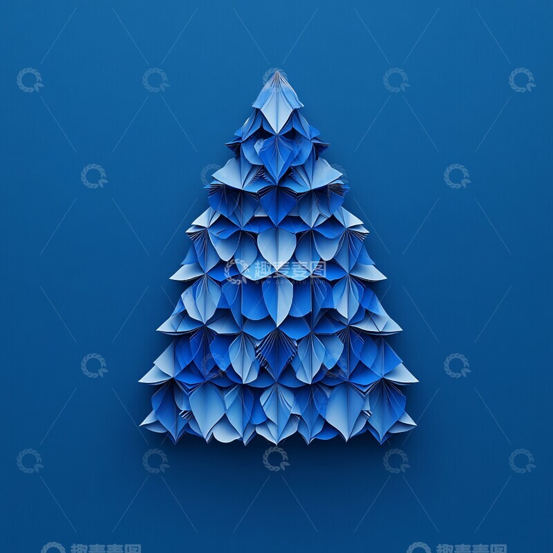 高清大图下载【趣麦麦图】蓝色三角圣诞树2