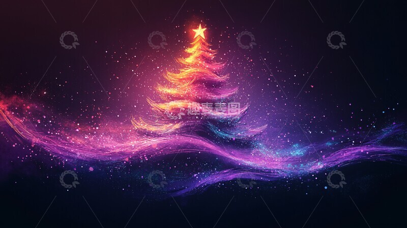 高清大图下载【趣麦麦图】纯黑圣诞树纯黑圣诞树手绘