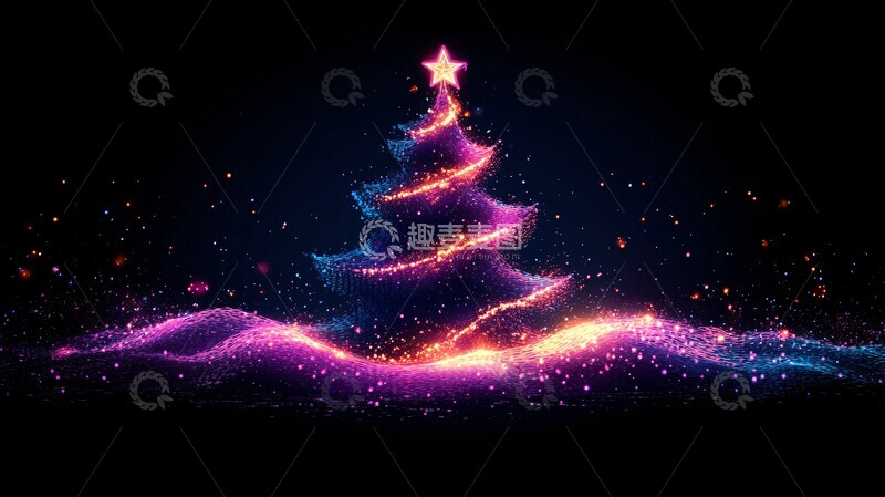 高清大图下载【趣麦麦图】纯黑圣诞树纯黑圣诞树手绘2