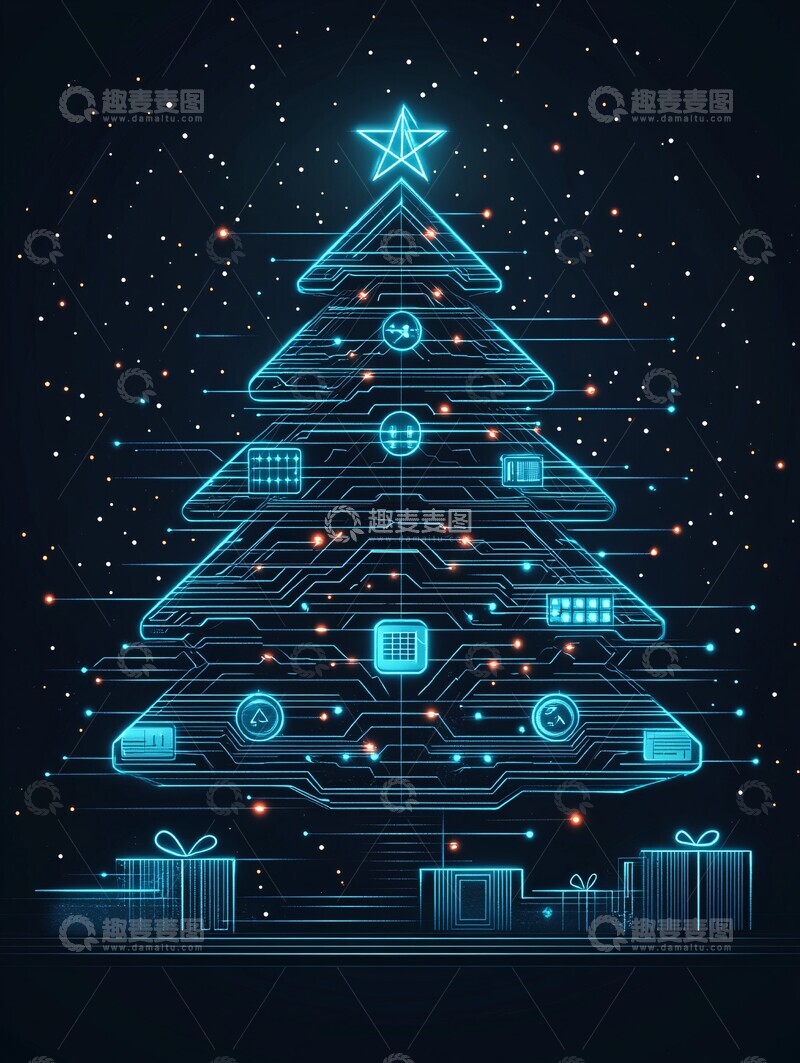 高清大图下载【趣麦麦图】数字圣诞树代码装饰2