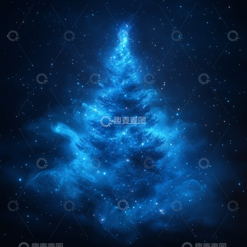 高清大图下载【趣麦麦图】新年烟雾树新年烟雾蓝色