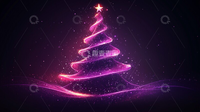 高清大图下载【趣麦麦图】纯黑圣诞树纯黑圣诞树手绘1