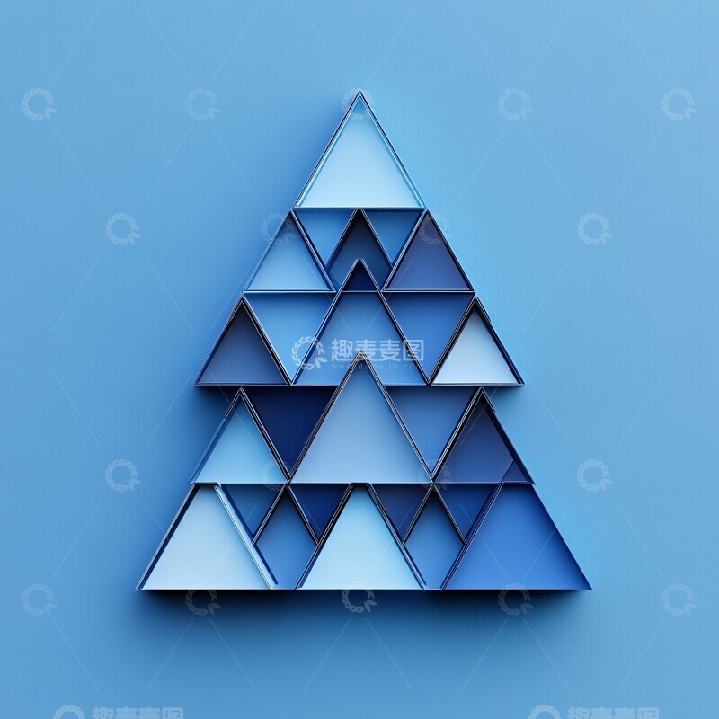 高清大图下载【趣麦麦图】蓝色三角圣诞树