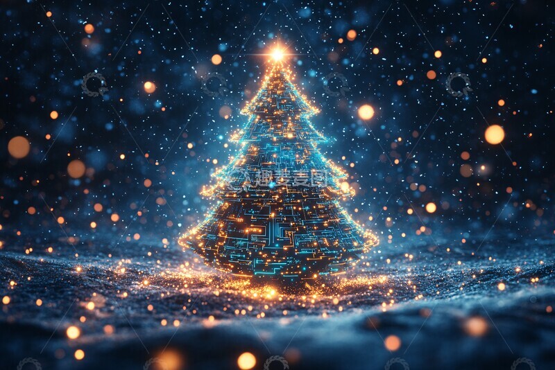 高清大图下载【趣麦麦图】数字电路圣诞树