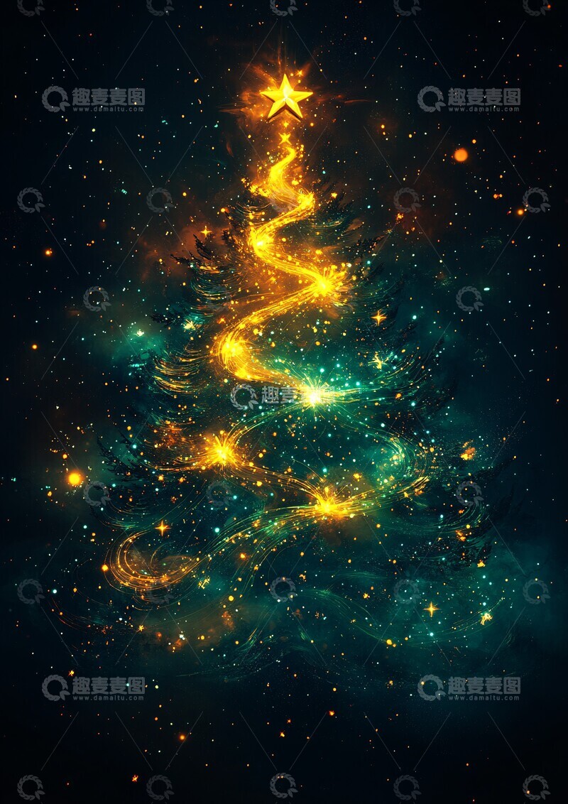 高清大图下载【趣麦麦图】发光圣诞树发光圣诞树黄灯1