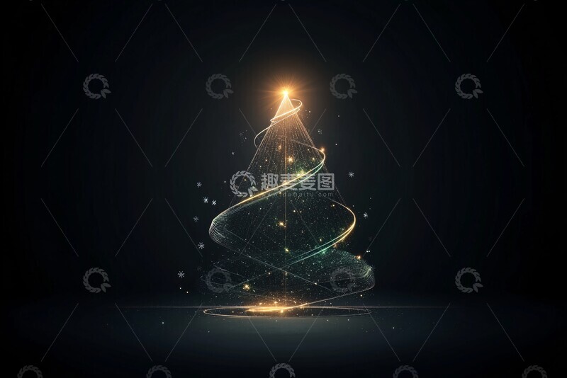 高清大图下载【趣麦麦图】绿色星光圣诞树1