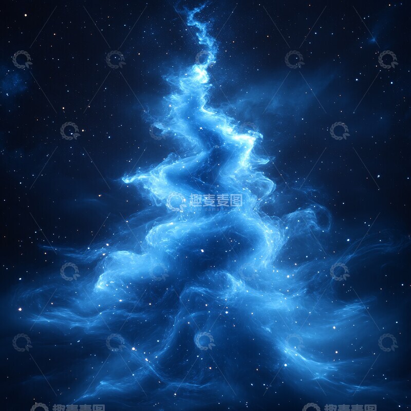 高清大图下载【趣麦麦图】新年烟雾树新年烟雾蓝色3