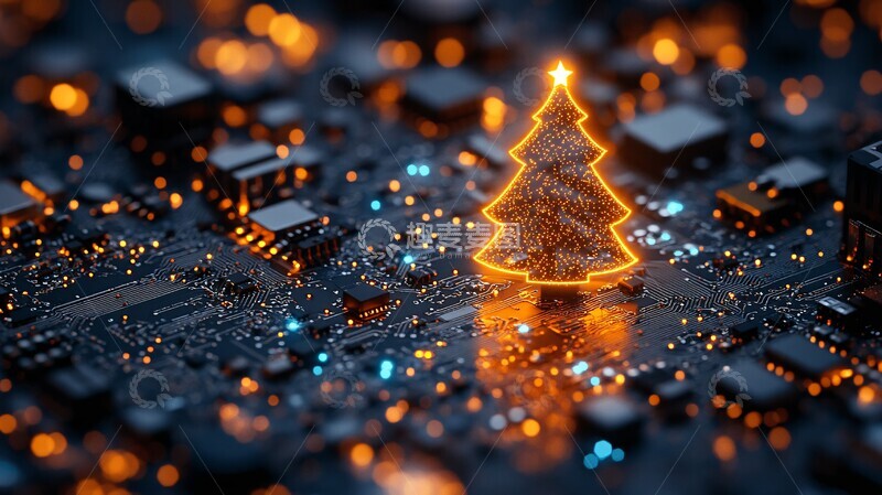 高清大图下载【趣麦麦图】圣诞树电路板灯1