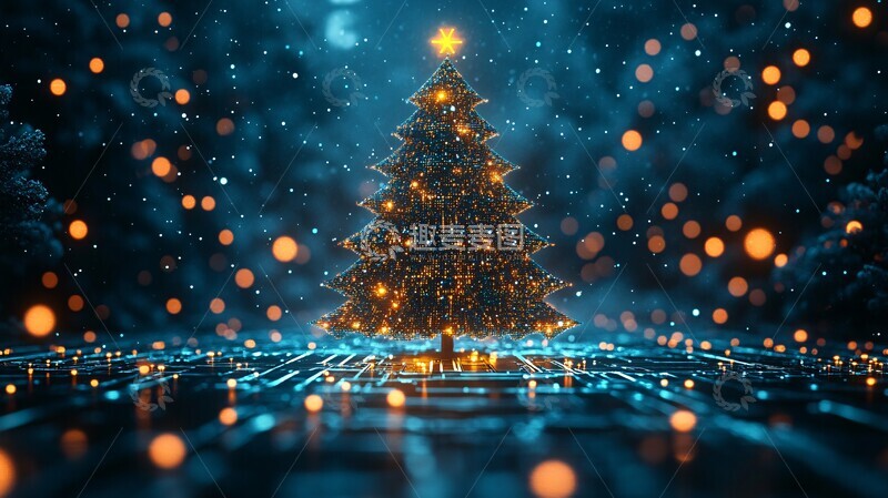 高清大图下载【趣麦麦图】科技圣诞树科技圣诞节日3