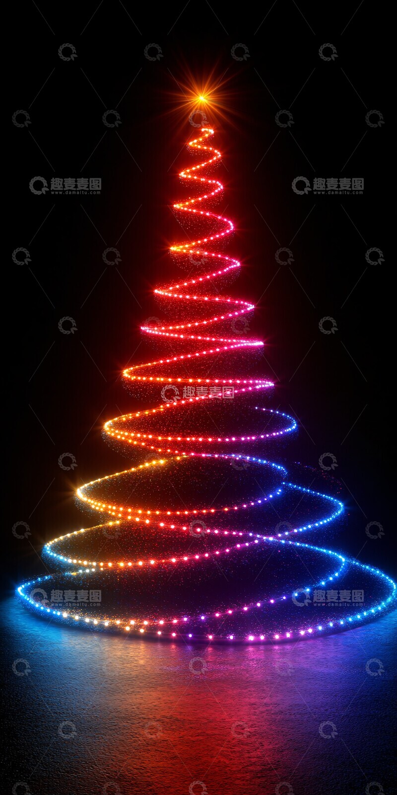 高清大图下载【趣麦麦图】霓虹圣诞树霓虹圣诞黑色3