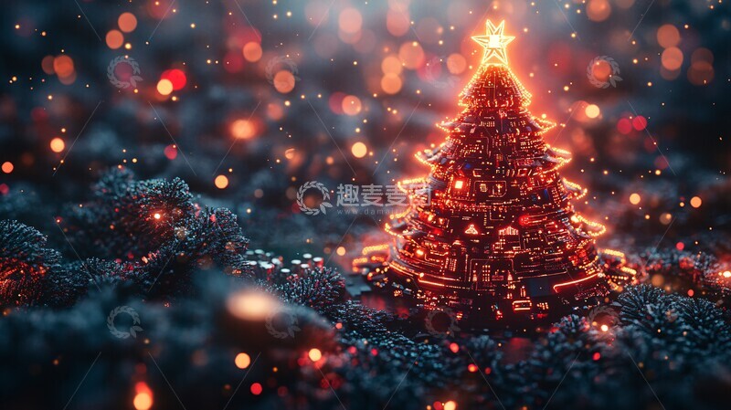 高清大图下载【趣麦麦图】科技圣诞树科技圣诞节日2