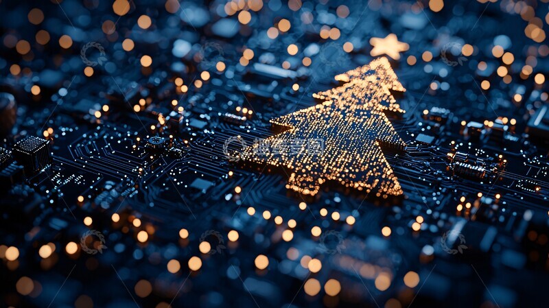 高清大图下载【趣麦麦图】电脑连接圣诞树2