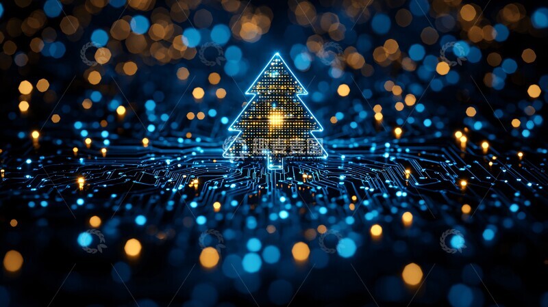 高清大图下载【趣麦麦图】电脑连接圣诞树3