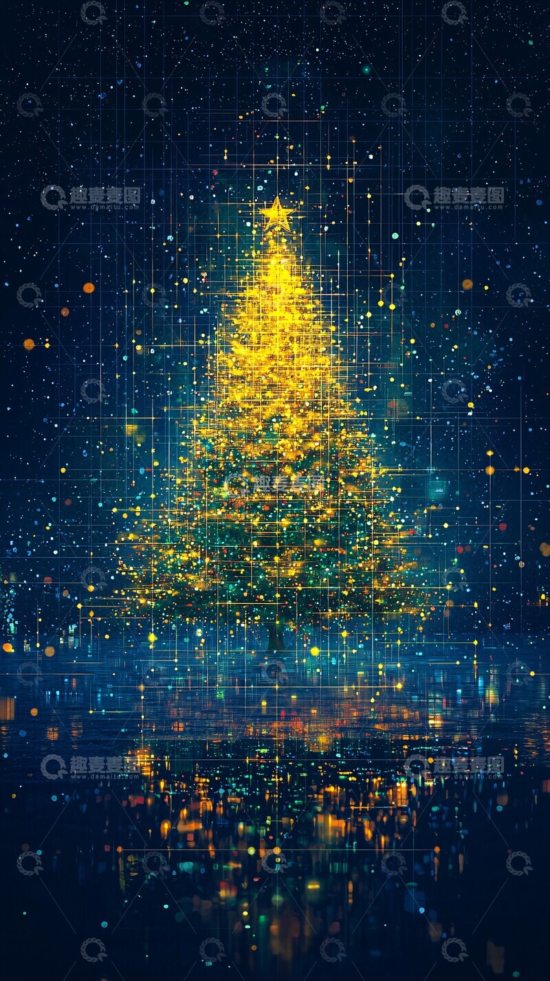 高清大图下载【趣麦麦图】圣诞新年树网格2