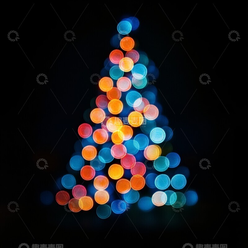 高清大图下载【趣麦麦图】圣诞树散景纹样2