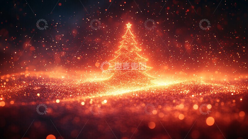 高清大图下载【趣麦麦图】圣诞树简洁灯光效果3