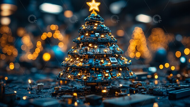 高清大图下载【趣麦麦图】电脑零件圣诞树1